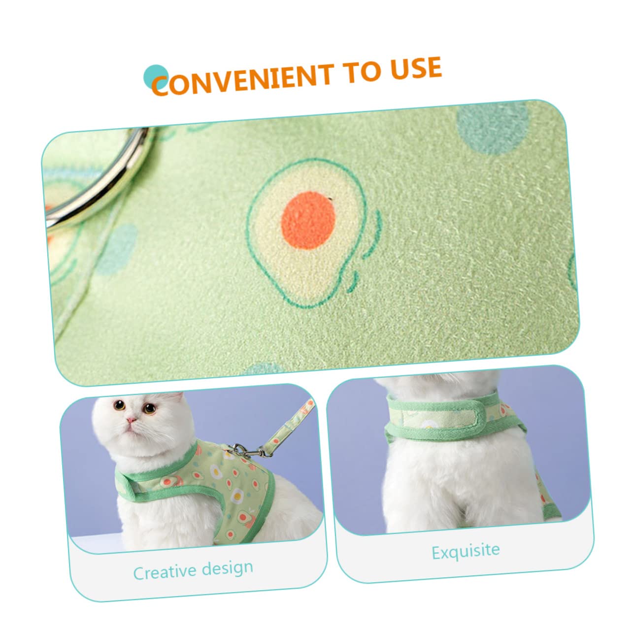 Toddmomy 3juegos Arnés para Gato con Correa De Estampado De Aguacate Chaleco De Malla Transpirable para Mascotas para Paseos con Gatos y Perros Pequeños