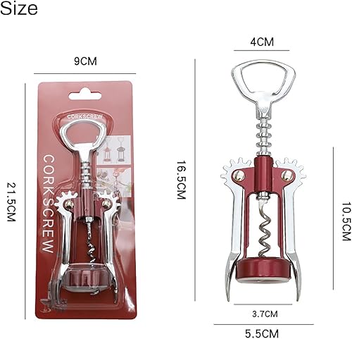 Miniatura 6 de Wine Opener, Zinc Alloy Premium Wing Corkscrew Wine Bottle Opener with Wine Stopper, Multifunctional Wine Cork Opener Bottler Opener Remover for