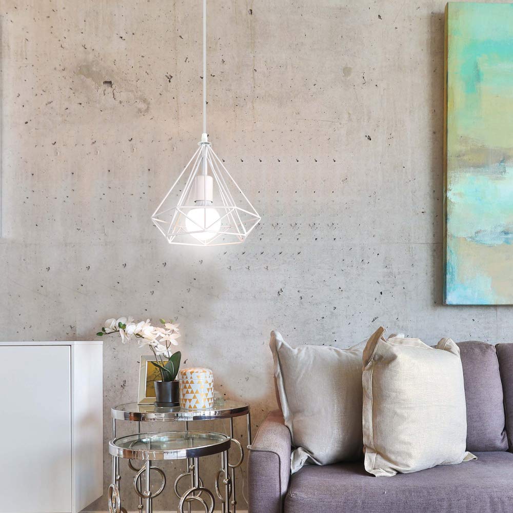 IDEGU Lot De 2 Lampe Suspension Luminaire Industrielle En Cage Diamant