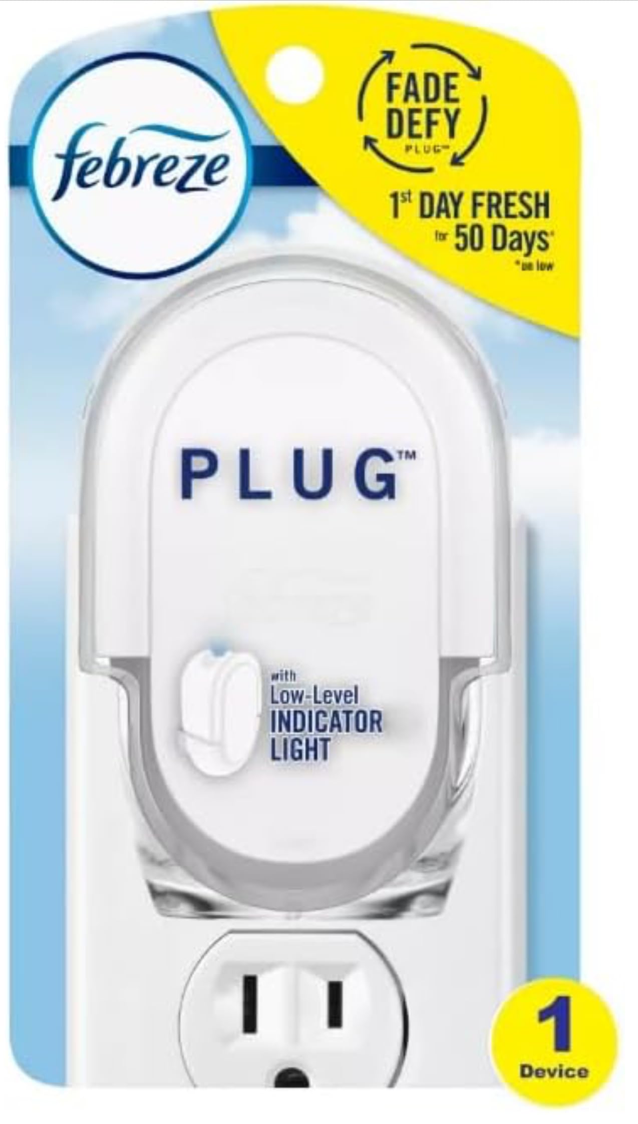 Febreze Odor-Fighting Fade Defy Plug Air Freshener Refill Serene Vanilla Sunrise (1 Refill) of 0.87 Fl Oz + Starter Kit