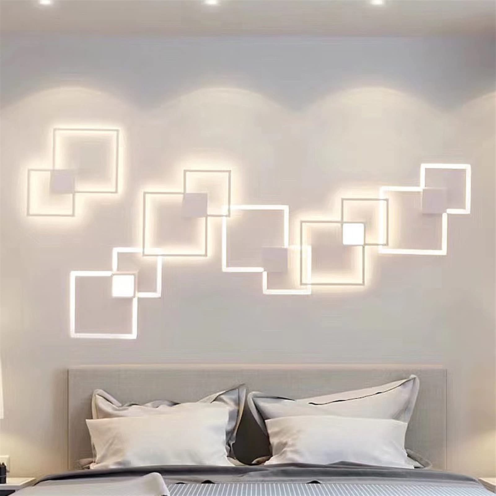 Lámpara De Pared Con Combinación De Marco Blanco Y Negro, Aplique De Pared De Aluminio Cuadrado Geométrico LED, Aplique De Pared, Dormitorio, Hotel, Sala De Estar, Decoración De La Habitación