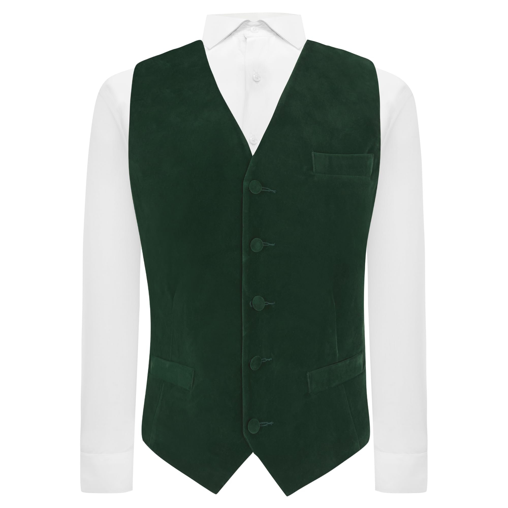 King & Priory Dark Green Velvet Waistcoat - XL