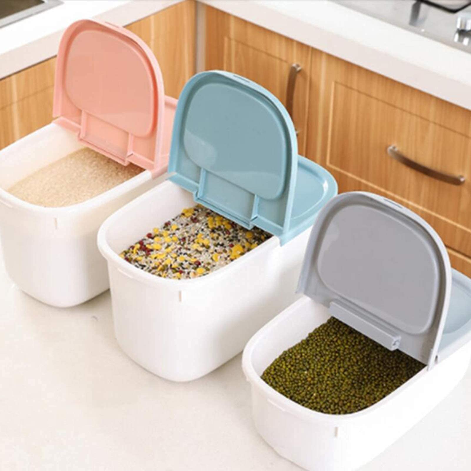 Recipiente de almacenamiento de alimentos sellado, Recipiente de almacenamiento de arroz, Refrigerador de cocina de plástico, Tanque de almacenamiento de multigrano, Tanque hermético, Caja de almace