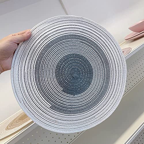 Image of Jute Placemats Set of 4 Heat Resistant Round Place Mats Natural Jute Woven Braided Table Mats Thick Farmhouse Placemats Trivet Round Braided Placemats for Dining Table(Grey, Set of 4)