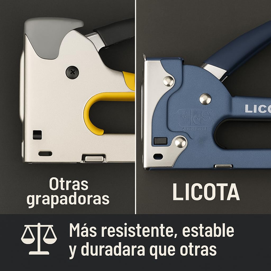 Grapadora Tapicero Manual Profesional de Acero para Grapas 4–14 mm – Grapadora de Mano Reforzada para Tapicería, Madera, Tela, Decoración, Bricolaje y Taller – Mango Ergonómico + 30 Grapas Incluidas
