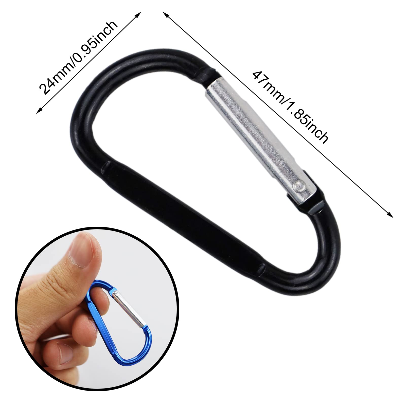 10 Moschettoni Multicolore in Alluminio con Anello a D - Ganci a Scatto con Bloccaggio per Arrampicata, Casa, Campeggio, Pesca, Escursionismo - 3