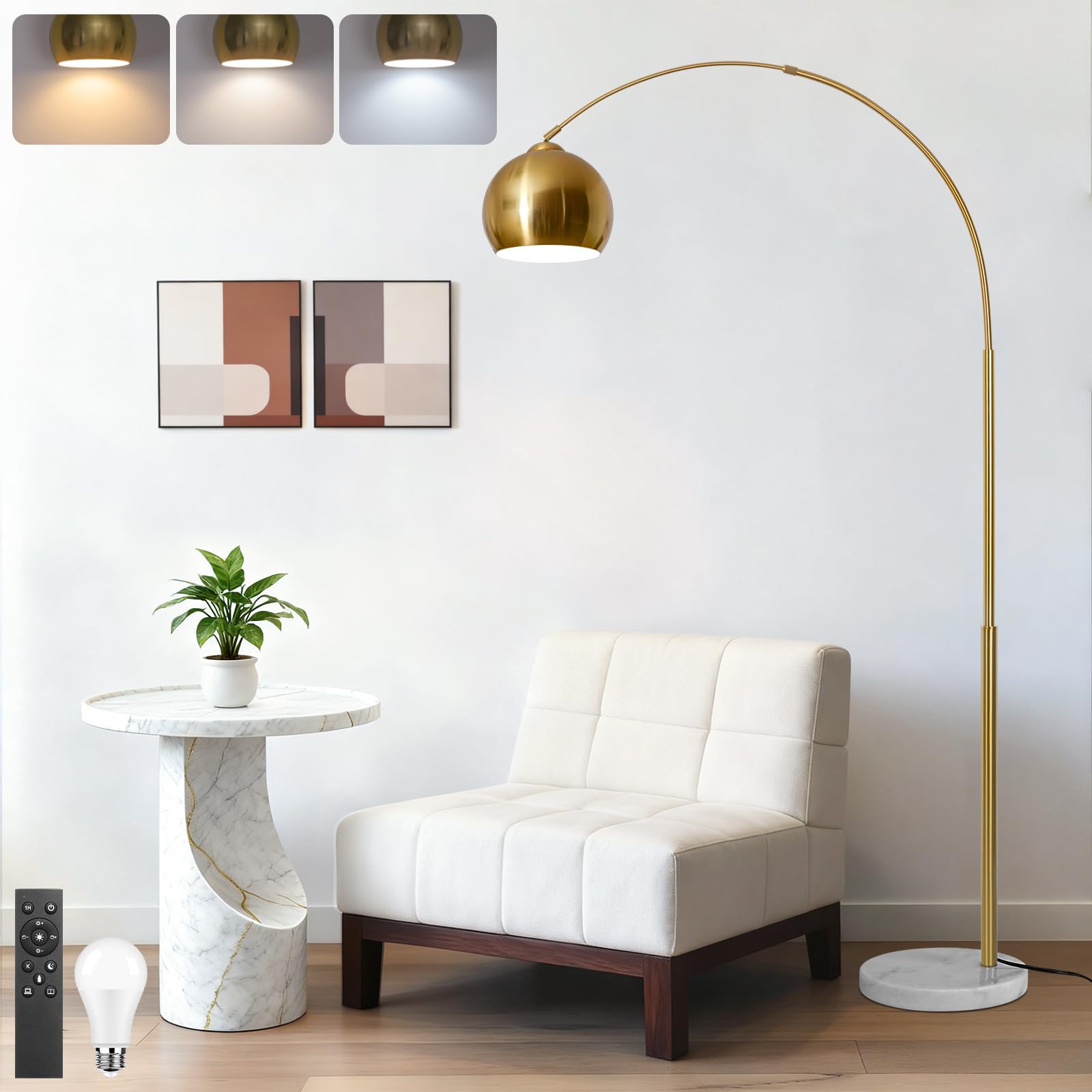 Bairth 77 inch Gold Arc Floor Lamp