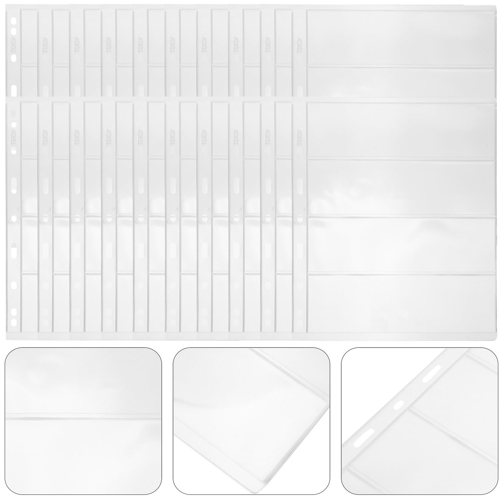 Album per Collezione di Monete e Francobolli con 20 Fogli Trasparenti in Pvc, con 9 Fori e 4 Righe, per Organizzare e Proteggere Oggetti da Polvere Durante la Raccolta
