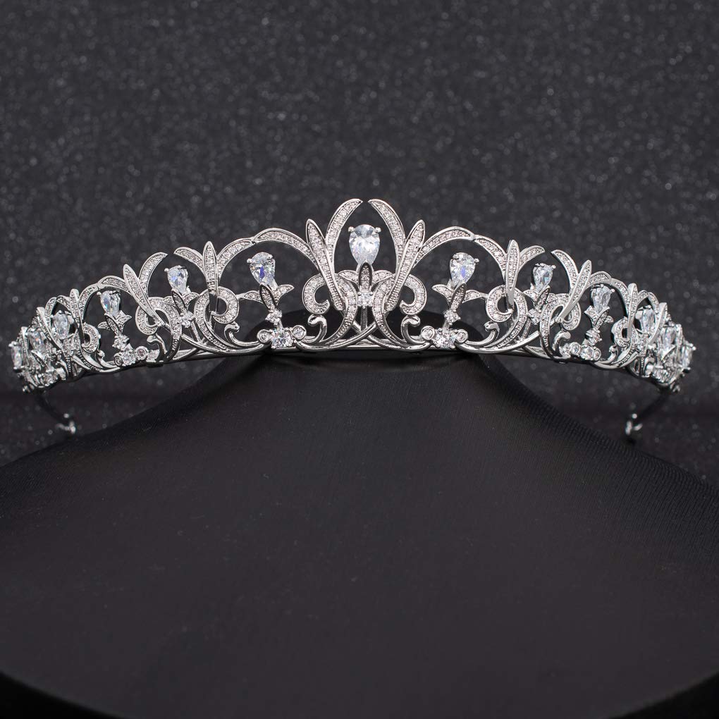 Zirkonia CZ Hochzeit Brautschmuck Tiara Krone Diadem Frauen Haar-Accessoires Schmuck