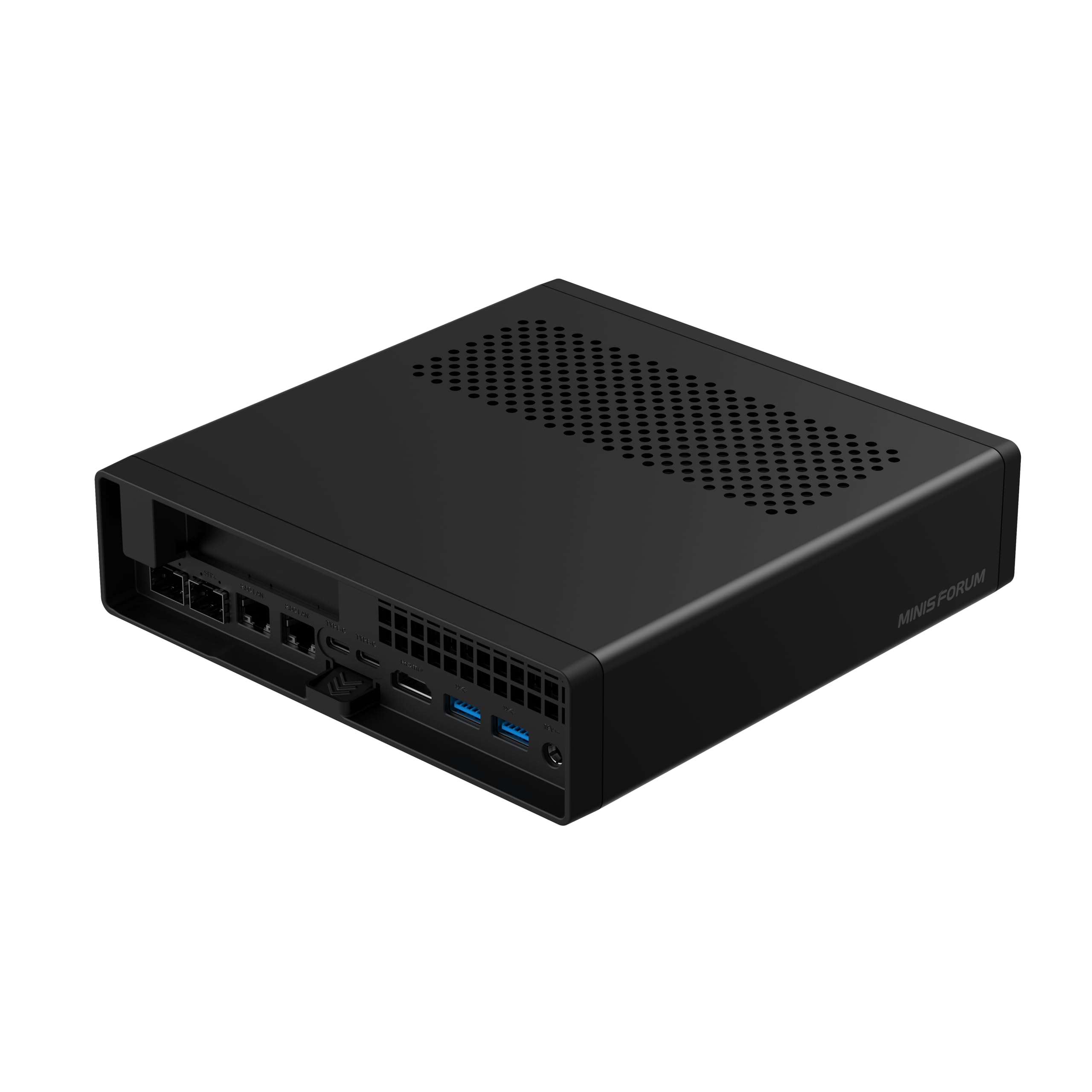 MINIS FORUM Mini PC MS-A2, AMD Ryzen 9 9955HX 16 Kerne/32 Threads CPU bis zu 5,4 GHz, AMD Radeon 610M, Barebone ohne DDR5 RAM/SSD/OS, HDMI/USB-C x 2/2,5G RJ45 x 2/10G SFP x 2, Wi-Fi 6E, BT5.2