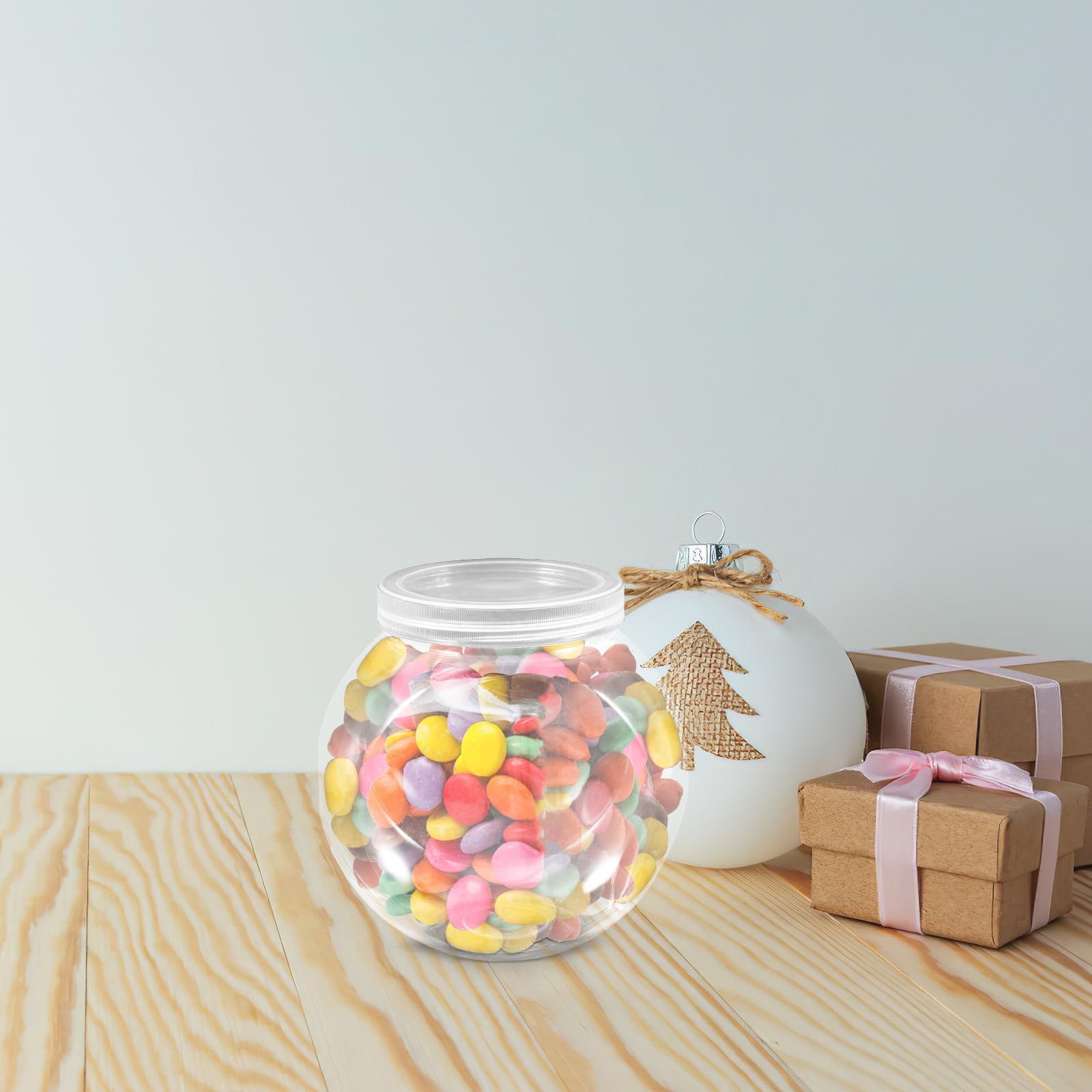 Barattoli 1500ml in Pet Coperchio per Biscotti 3 Pezzi Trasparenti per Conservare Biscotti e Forma Rotonda, Design Semplice e Pratico