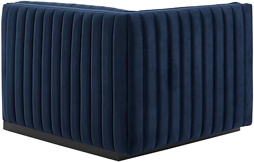 Miniatura 286 de Modway Conjure - Sofá seccional tapizado de terciopelo de alto rendimiento, con canal, silla sin brazos en negro y gris Negro-Gris,Negro