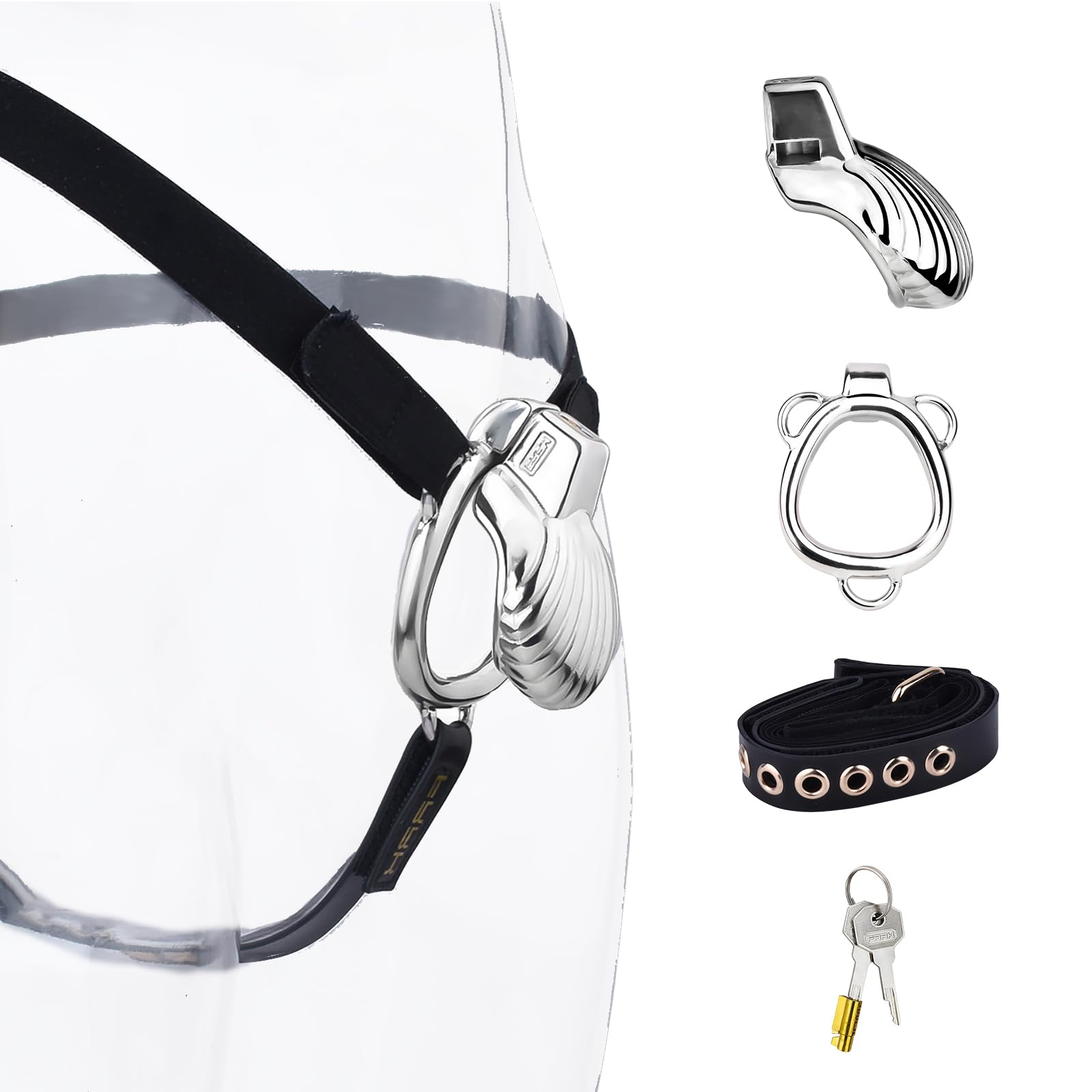 TUONID Keuschheitskäfig aus Metall für Männer Keuschheitskäfil Peniskäfig mit Lederriemen Penistrainer Edelstahl Extremer Keuschheitskäfig für Paare Sexspielzeug für Paare flat chastity cage Sex toys