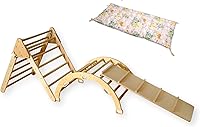 Kidodido Montessori Wooden Climbing Triangle Set for Toddlers: Dome, Ramp & Pillow Indoor Play Gym