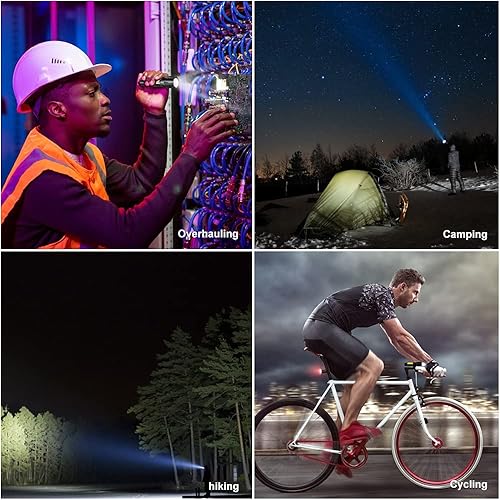 Miniatura 7 de Paquete de 2 linternas recargables USB de 3 modos, linterna LED con zoom de alto lumen con luces laterales COB, linternas portátiles de mano