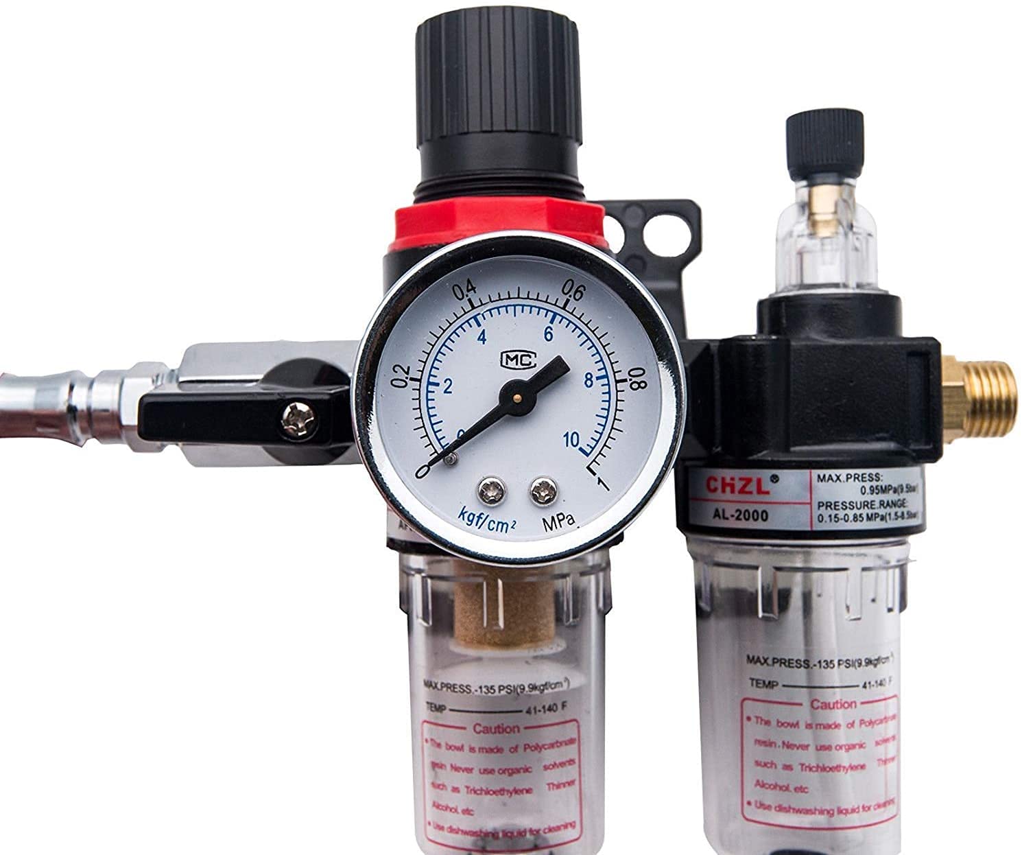 Baceyong AFC2000 0.64cm Filtro de aire Regulador de presión de aire Filtro de aceite/Separador de agua Compresor Spray Componentes neumáticos
