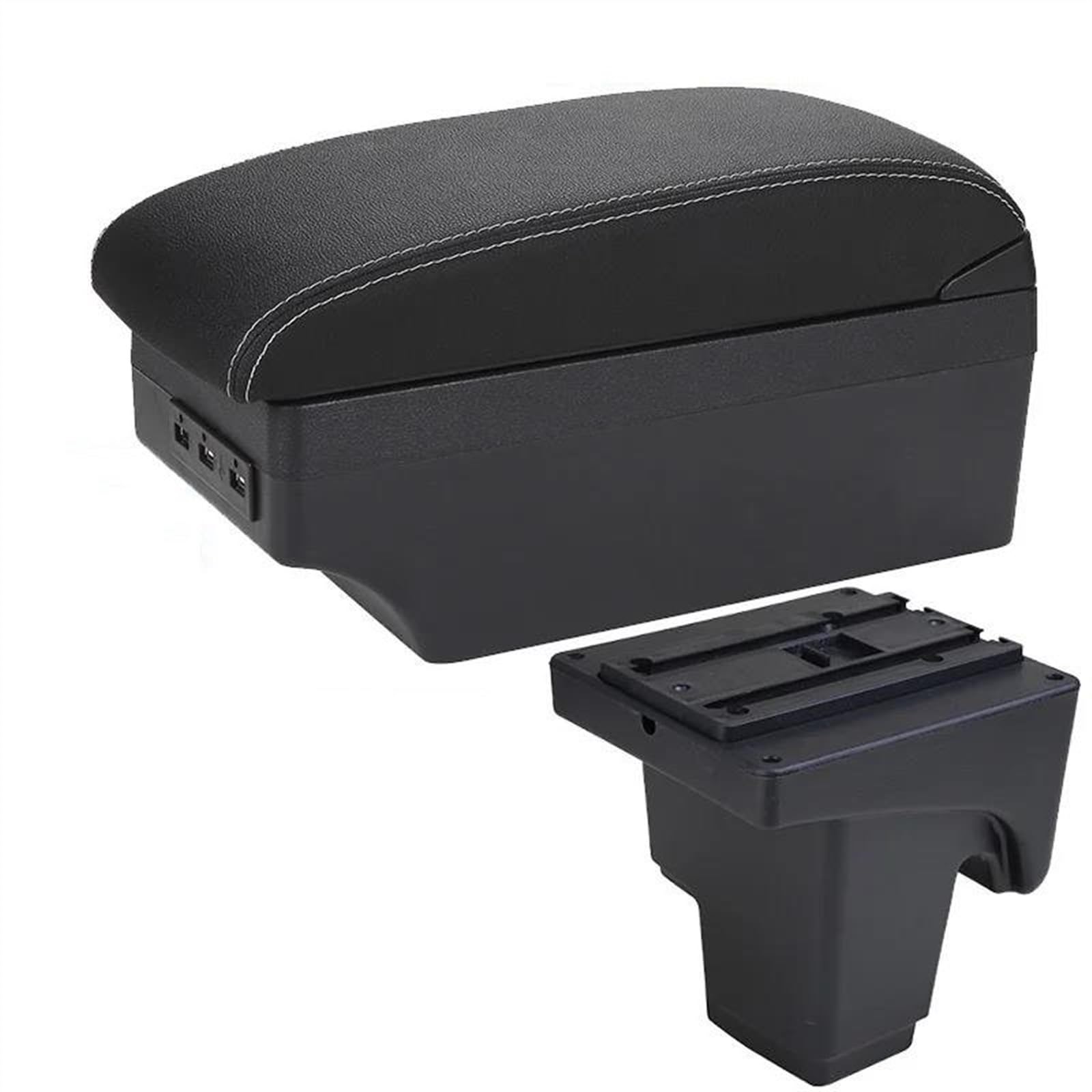 NOHEEU Armrest Box With Multifunctional Support PU Upholstered Car Interior Modification Accessories For Focus III MK3(A3 Black white 7 USB)