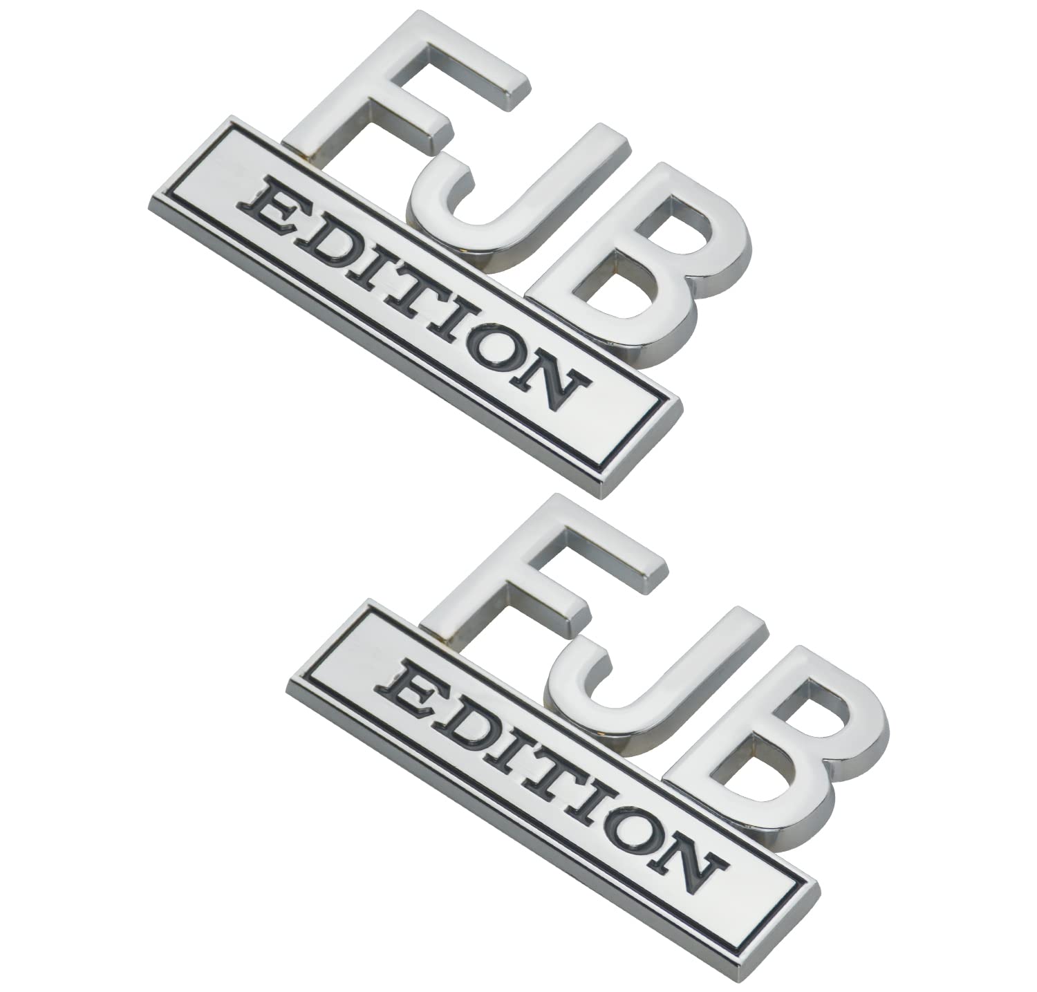 MDDA Pair Set FJB Edition Emblem Car Auto Trunk Rear Tailgate 3M Adhesive Badge Decal Sticker Compatible for Universal Car Truck Motorcycle (Black Silver)