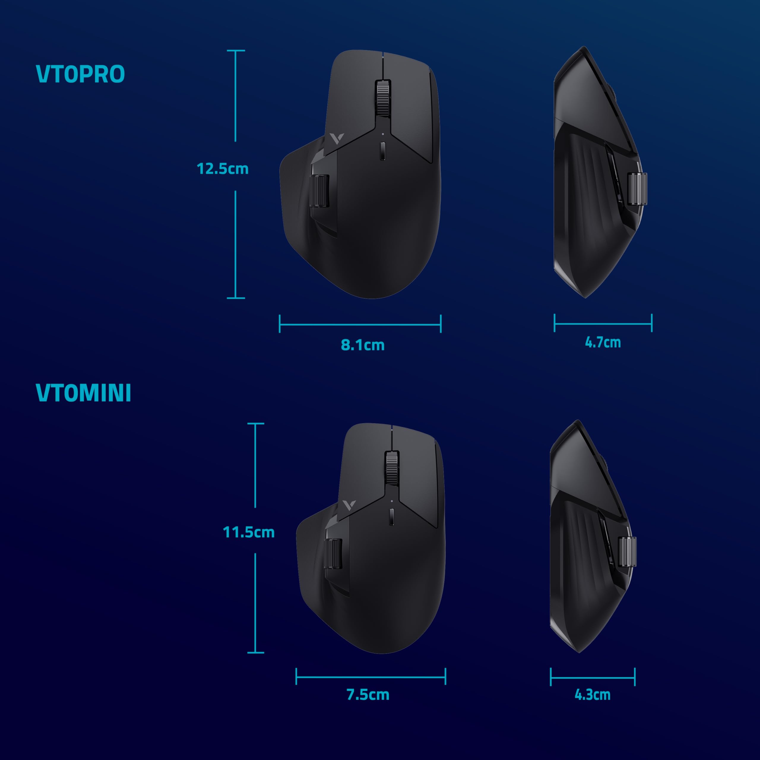 Rapoo VT0PRO - Ratón inalámbrico para Videojuegos de 2,4 GHz con Sensor óptico de 26000 dpi, aceleración de 50 G, 650 IPS, hasta 160 h de duración de la batería, PC/Mac, Color Negro