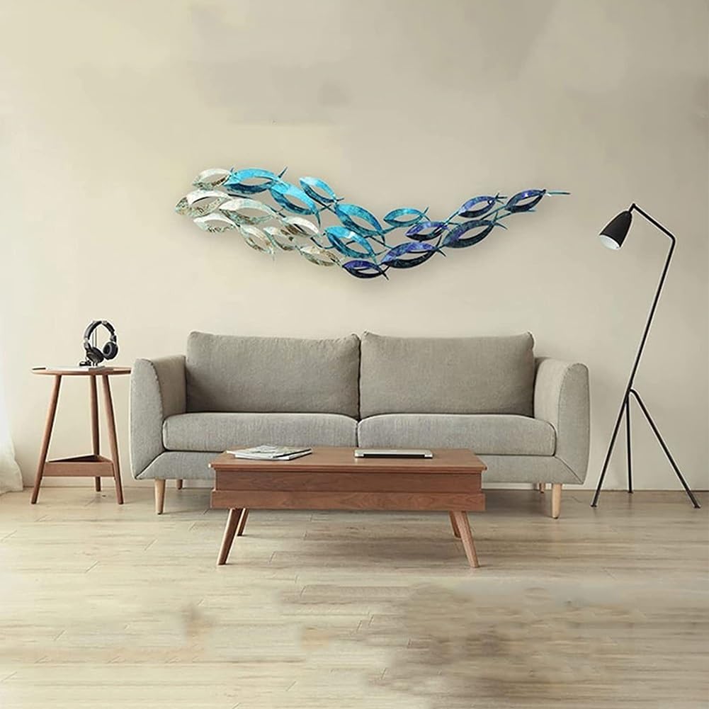 CVUTOVO Fischschwarm Wanddeko - Künstlerische Metall-Verzierung Für Wohnzimmer & Garten