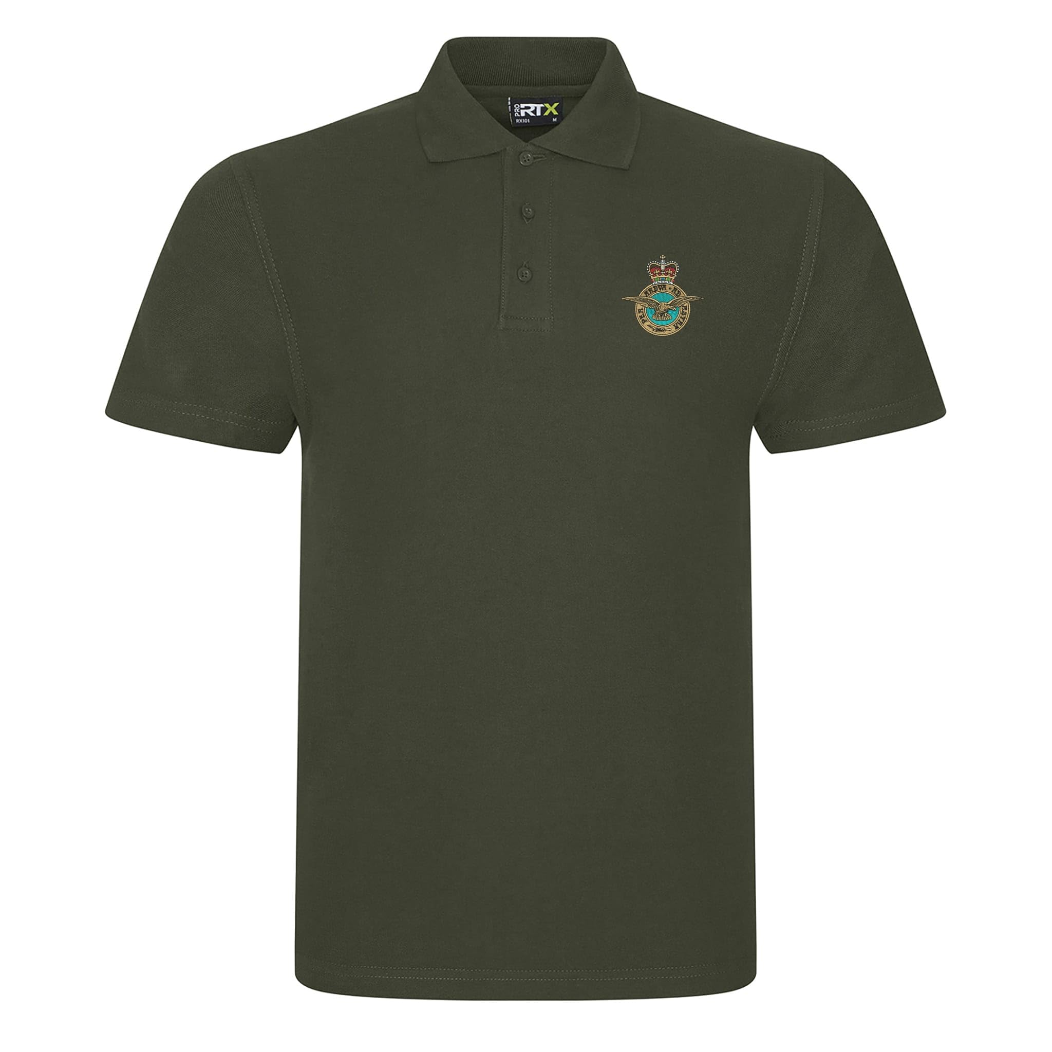 The Military Store Men's Military Green Raf Eagle Embroidered Polo Shirt, X Large