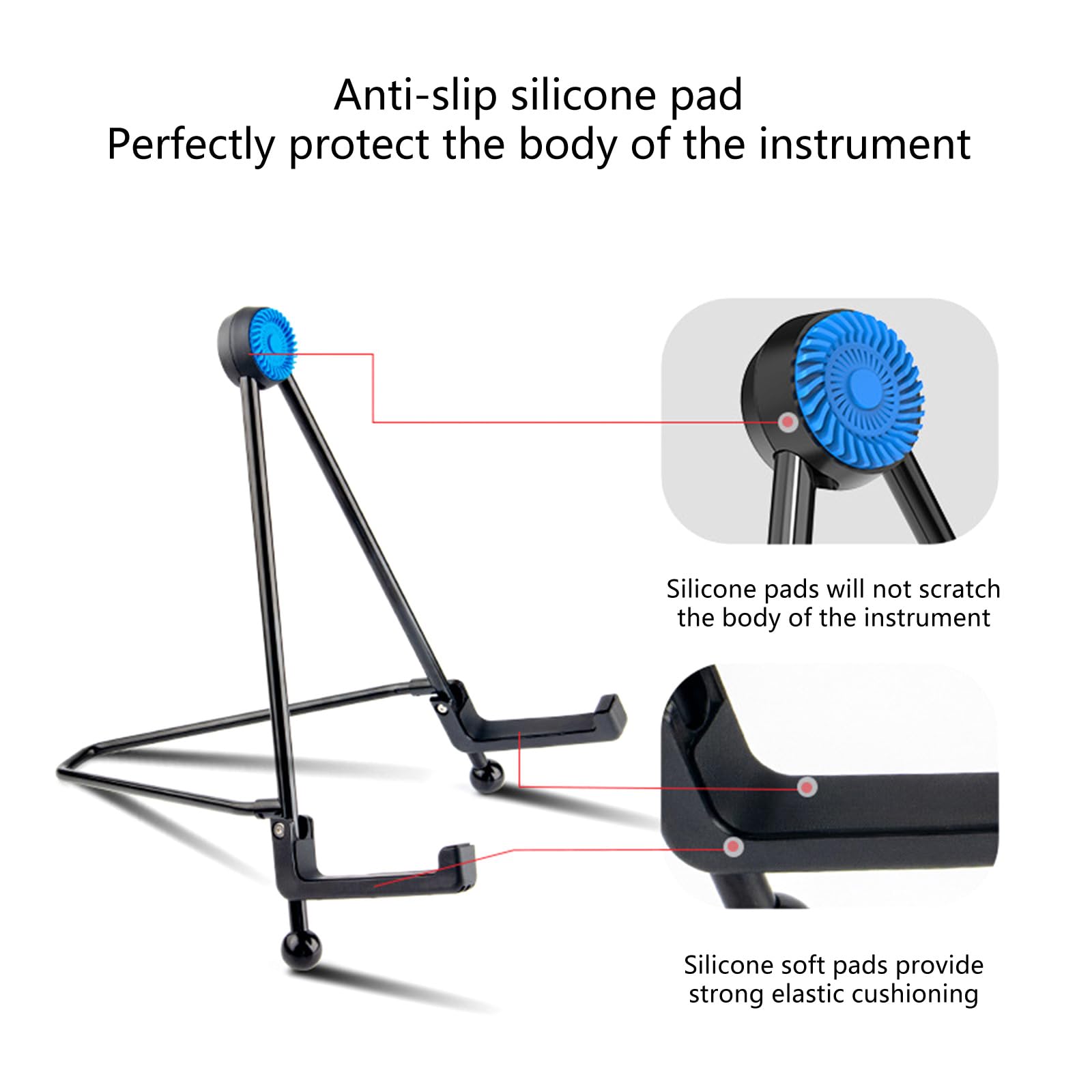 Zusammenklappbarer Gitarrenständer, Universal, Multi-Gitarrenständer, Gitarrenständer für akustische, elektrische Bässe und leichtes Musikinstrument