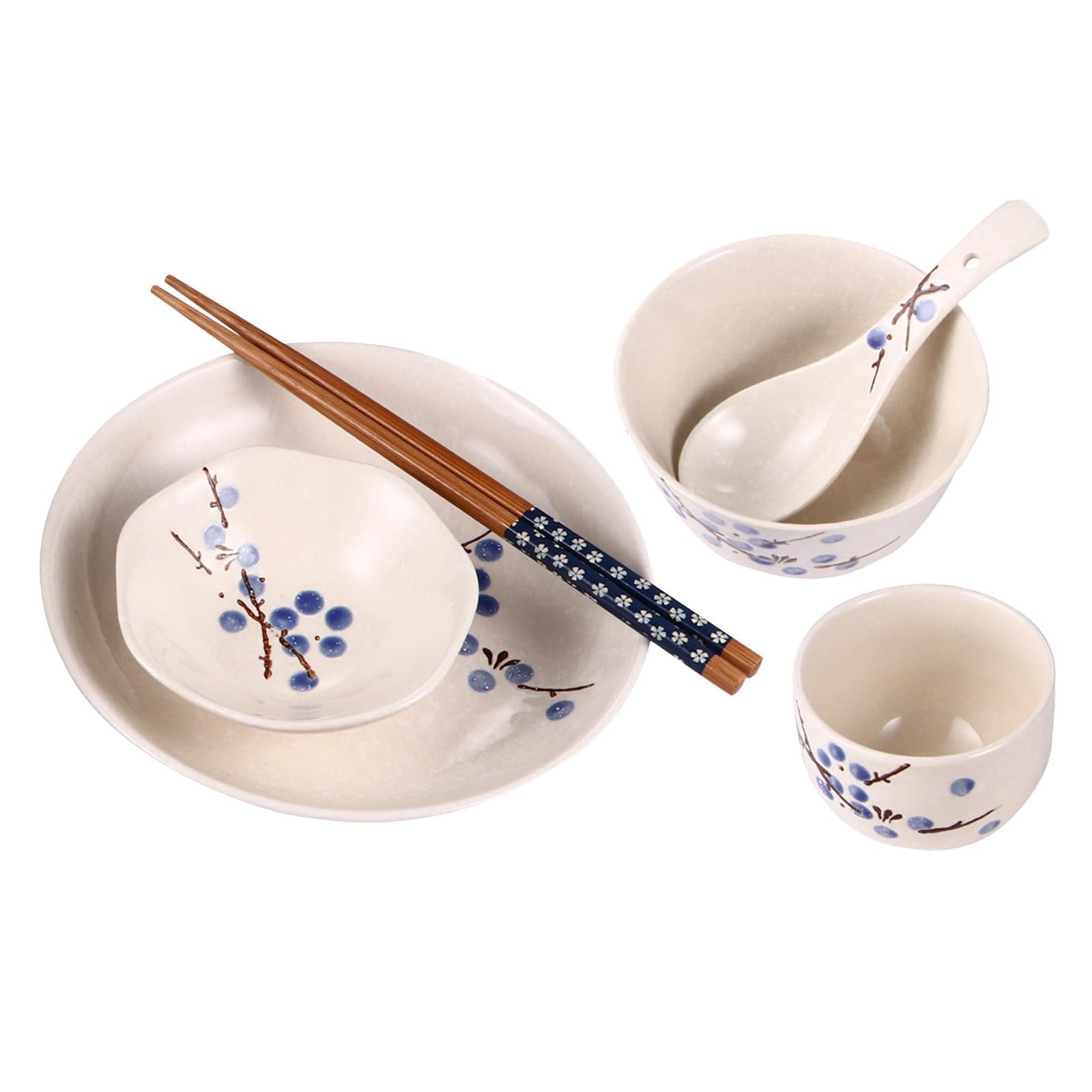 Vaisselle japonaise en bleu pour vos soirées sushi : set de table en céramique 6 pièces