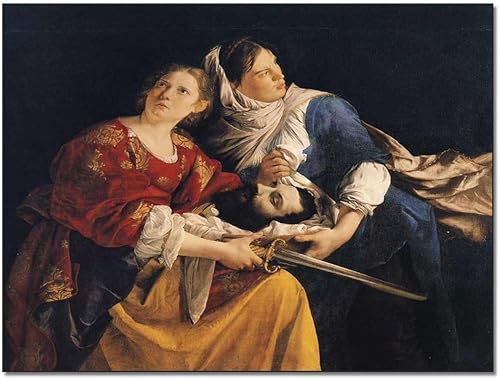 Orazio Lomi Gentilesc - Póster artístico de Judith y su criada con la cabeza de Holofernes, lienzo vintage de Orazio Lomi Gentilesc, pósteres e