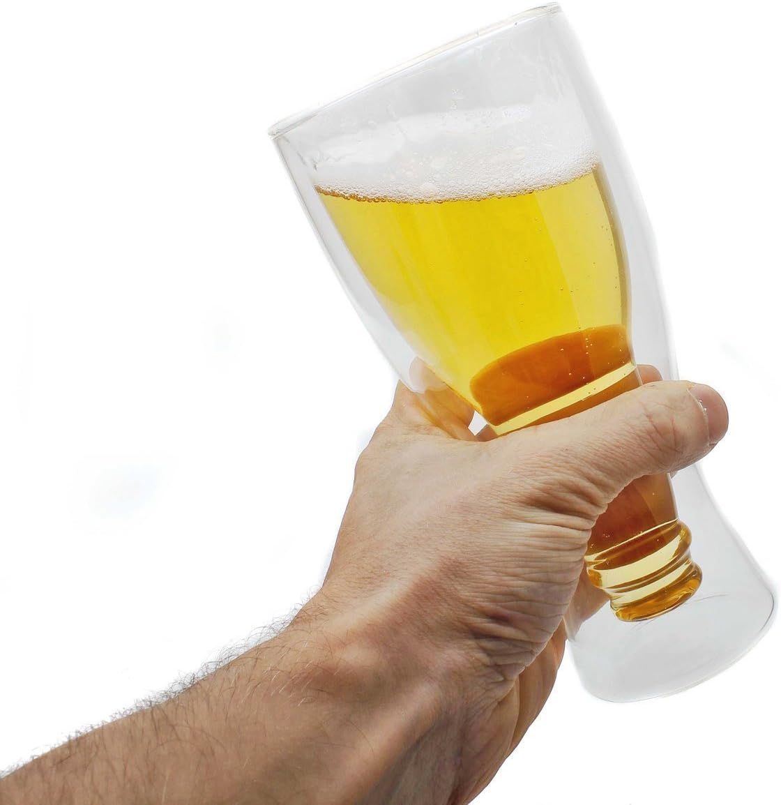 Double Walled Beer Glass Inside Out Upside Down Beer Bottle in Glass (2