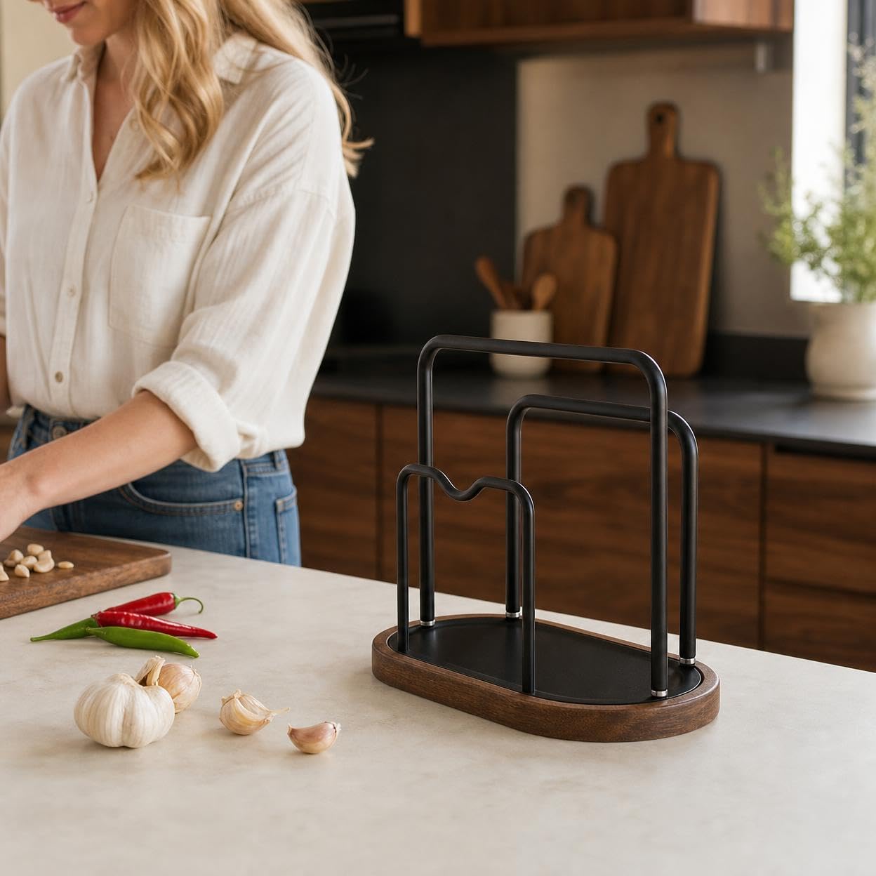 Soportes para Tablas Cortar y Tapas Estante Resistente para Utensilios Cocina con Acabado Suave para Encimera, style to 1