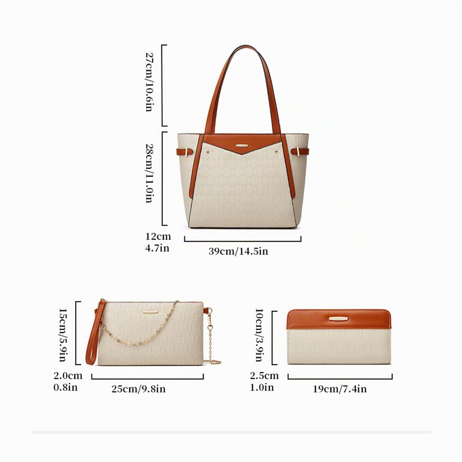 DEERWORD Donna Borse a Mano Borsa a Spalla Elegante Grandi Firmate Marca Tracolla Antifurto PU pelle 79235 3 pz Marrone
