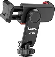 Suporte para Tripé de Celular ULANZI ST-06S, Adaptador de Suporte para Smartphone com 2 Sapatas Frias, Garra Ajustável de Celular com Rotação de 360°, Compatível com iPhone e Todos os Celulares