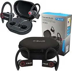 Fone de Ouvido Bluetooth Para Corridas, 96 Horas para Reprodução, Design Esportivo com Display de Led, Gancho De suporte Que Não Cai, Com Microfone Embutido, Perfeito Para Treinos - Premium