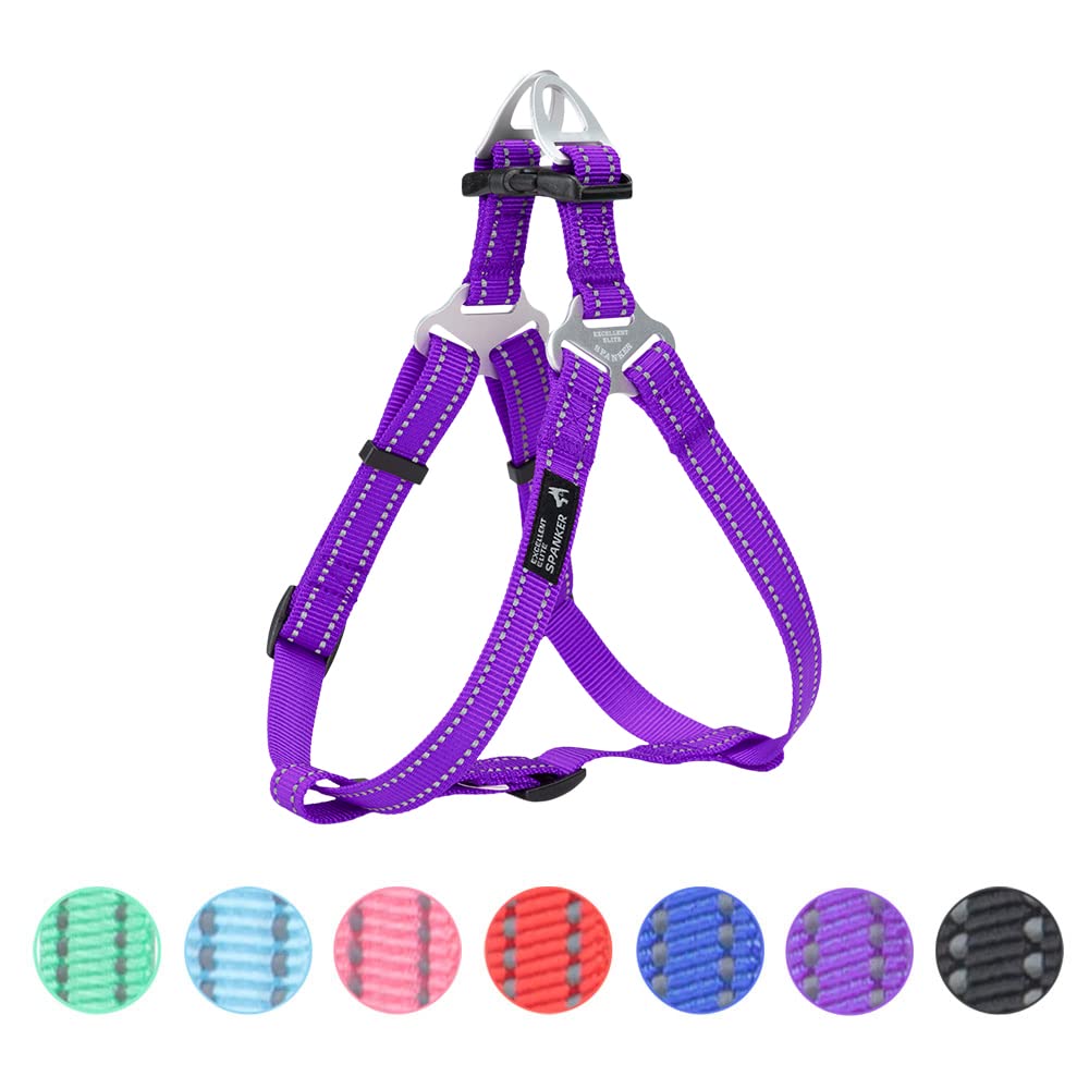 EXCELLENT ELITE SPANKER No Pull Dog Harness Adjustable Nylon Step-in Easy Pet Vest Chest Strap with Reflective and Leash Ring for Small Medium Large