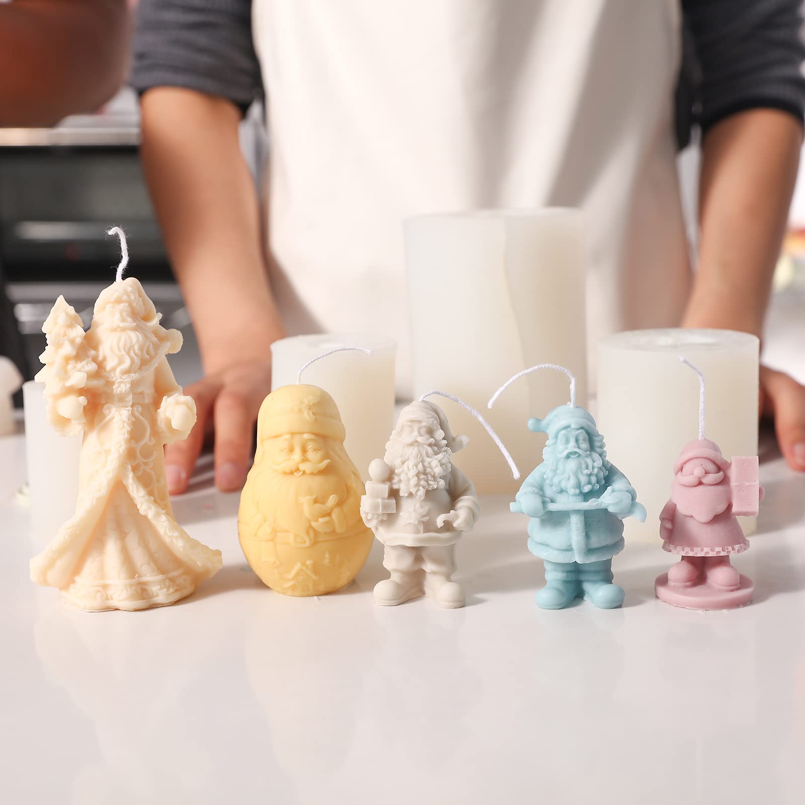 BOOWAN NICOLE Stampo in silicone per candele di Babbo Natale di Natale 3D fai da te in silicone per sapone torta cioccolato fondente artigianale artigianale (LZ151)