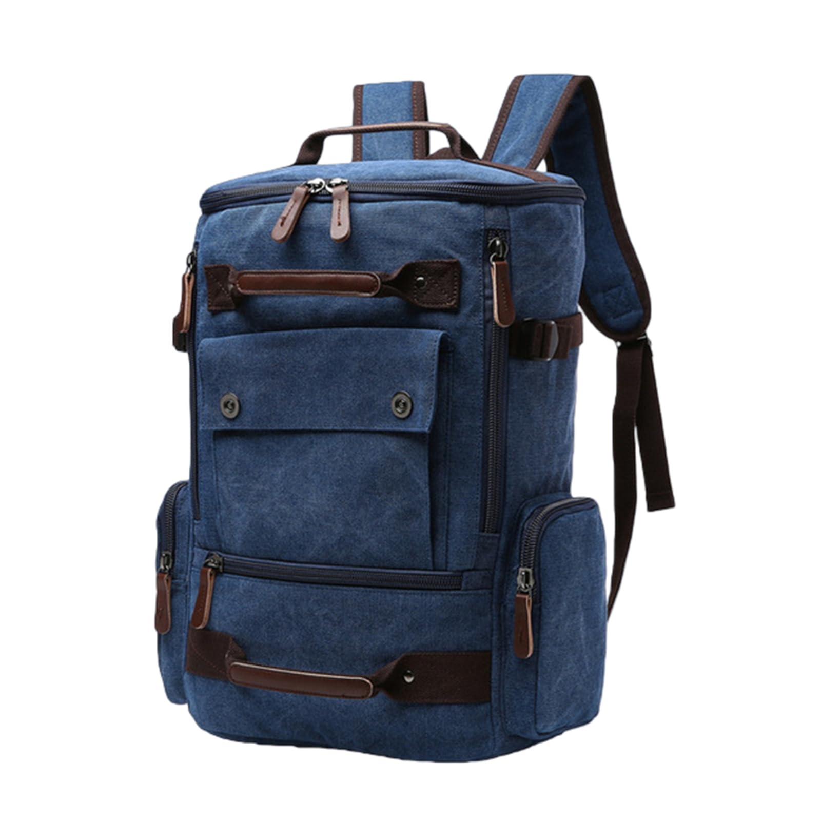 Gyios backpack Vintage Canvas Laptop Backpack, Large Capacity Multifunctional Rucksack For School, Travel And Daily Use-blue