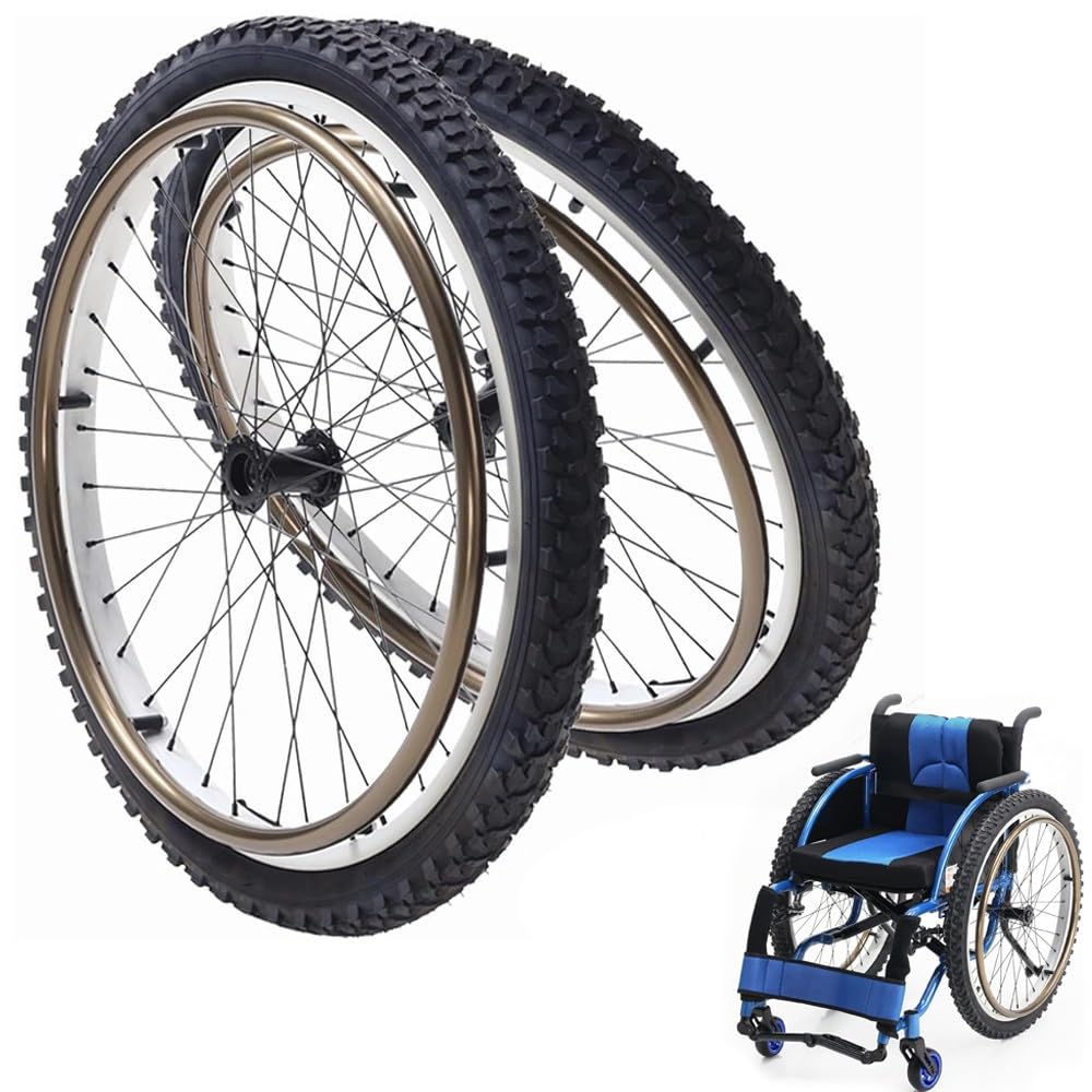 24 Pulgadas Ruedas Traseras (1 Par), Rueda Trasera De Recambio Para Sillas De Ruedas Manuales, Accesorios Para Sillas De Ruedas Minusvalidos(12.7mm Bearing)