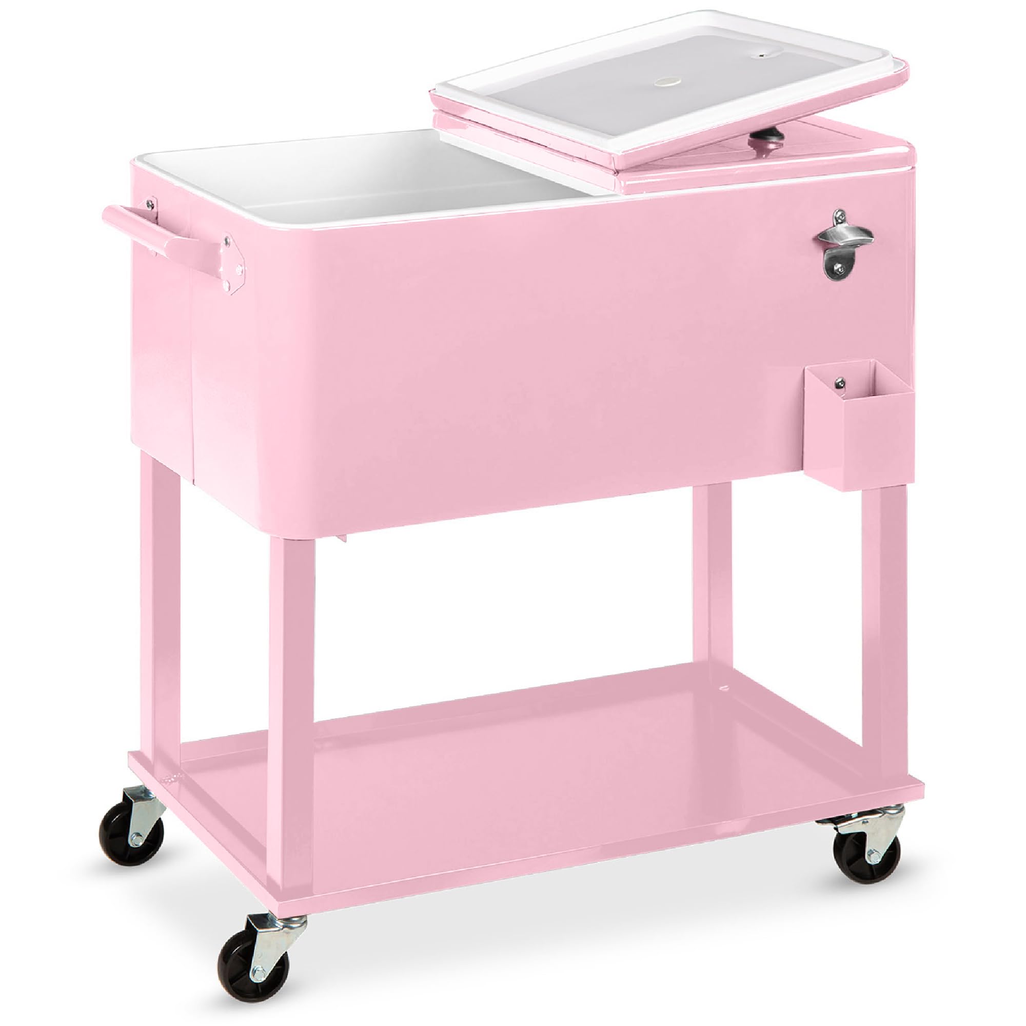 Best Choice Products 80-Quart Outdoor Steel Rolling Cooler Cart w/Ice Chest, Bottle Opener, Catch Tray, Drain Plug, Locking Wheels