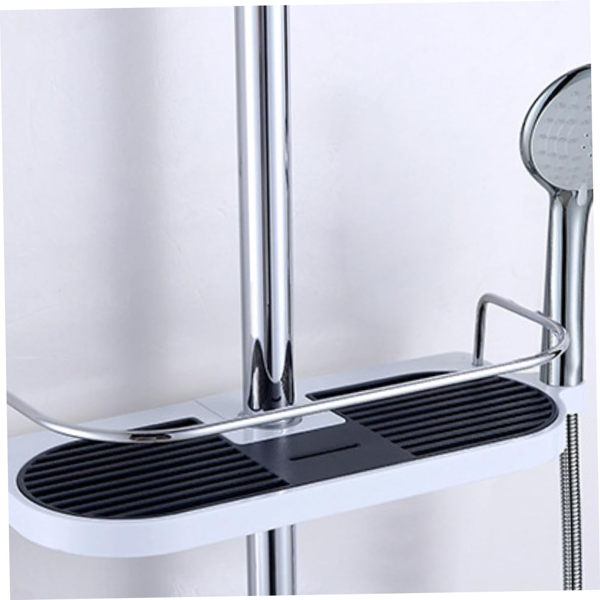 jojofuny Mensola Doccia Facile da Pulire in Abs e Inox senza Foratura Supporto Regolabile e Rimovibile per Bagno per Casa