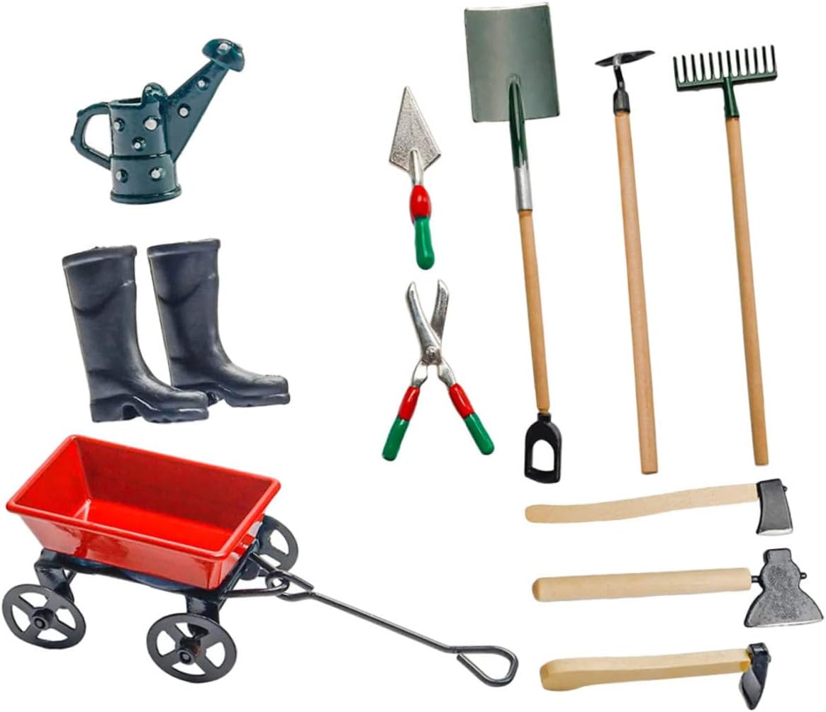 1セット ミニガーデンツール ミニチュアツール ミニ装飾 庭用品 シーンモデル ミニチュア農業ツール ミニチュアガーデニング シャベ