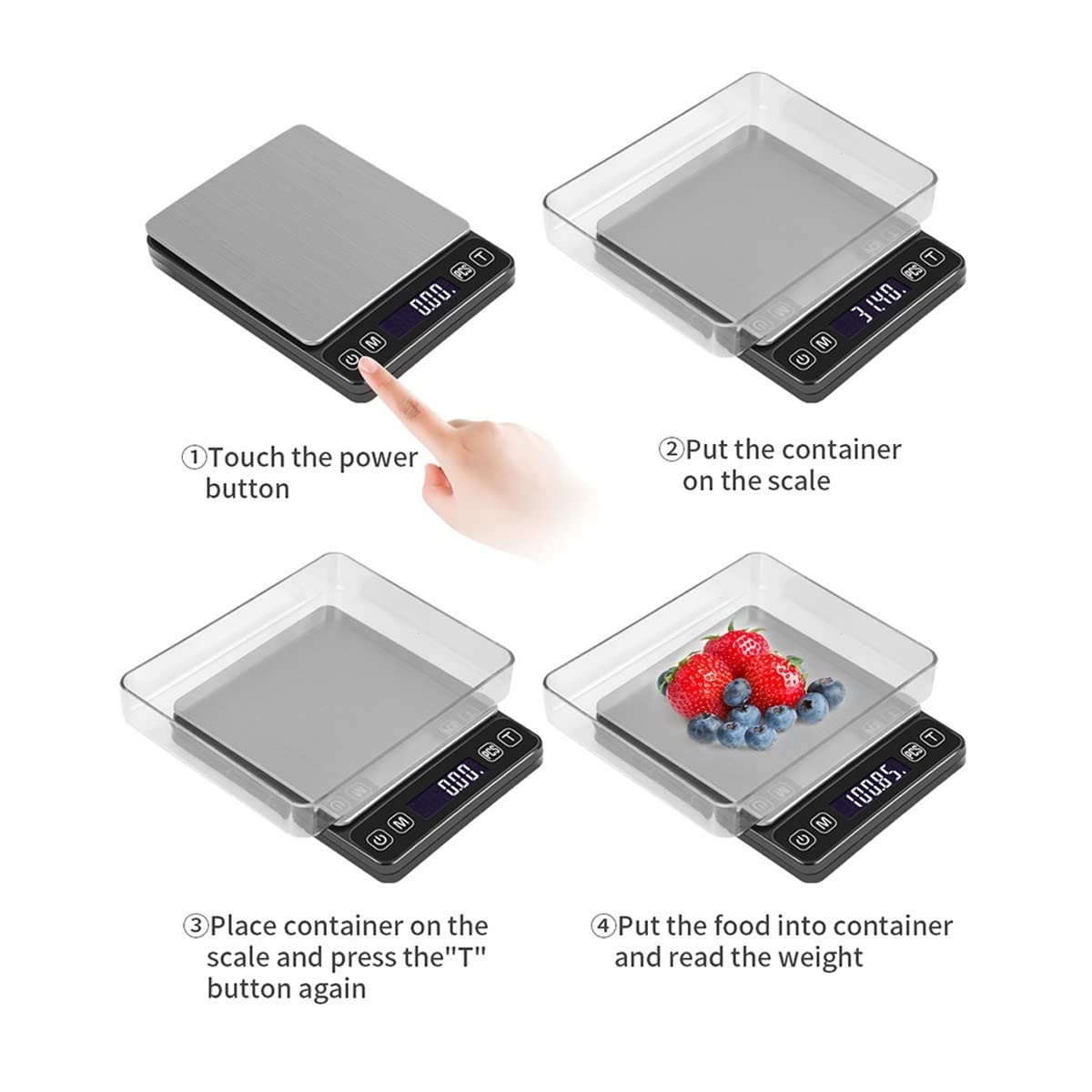 Báscula de cocina digital, báscula digital de cocina de alimentos de acero inoxidable, pantalla LCD grande, apagado automático, función de tara, báscula de cocina mini báscula electrónica ( Size : 500