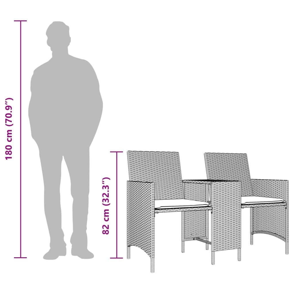 Divano da giardino a 2 posti, marrone, in polyrattan, con tavolo e sgabelli, resistente alle intemperie, per balcone, terrazza, esterni, con comode imbottiture e rivestimento rimovibile