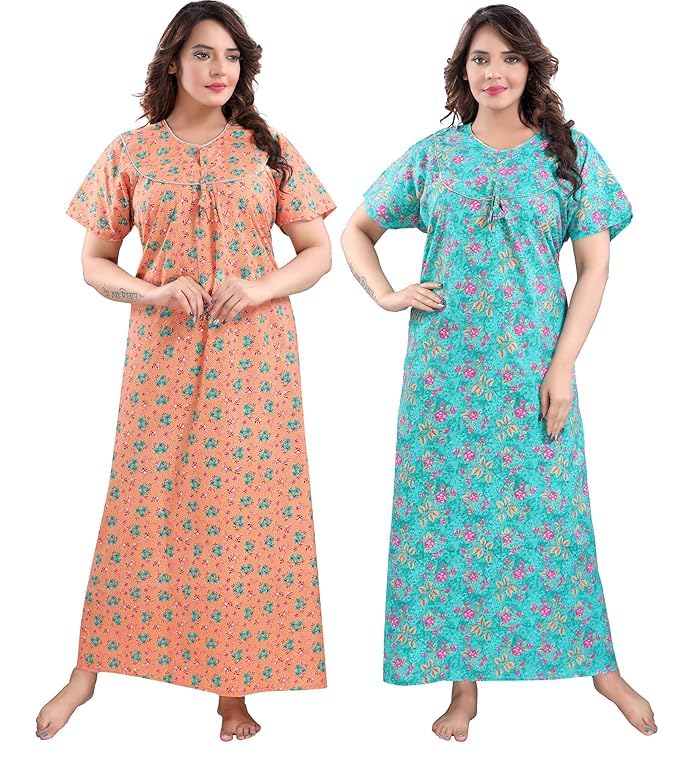 Fabme Women PO2-CT-NW-G5 Nighty (Pack of 2) (pack of 2)