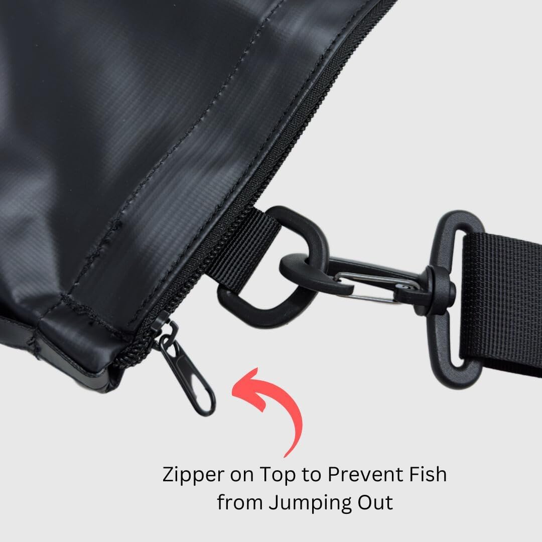 Fitzgerald Fishing Tournament Weigh in Fish Bag - Heavy Duty Fish Bags That Transport Fish Safely, are Leak and Rip Resistant, Include Zipper Closure - Mega Bag Logo