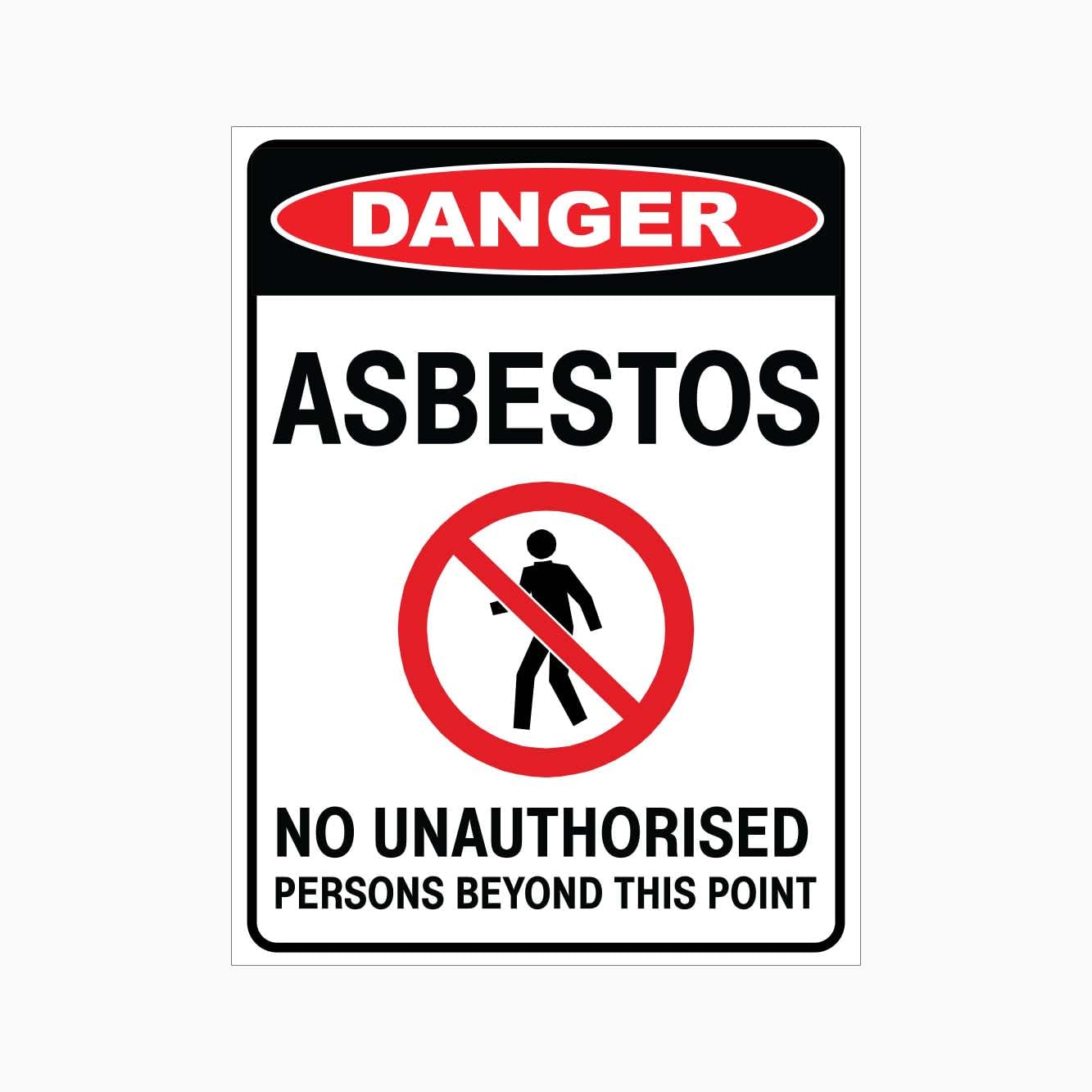 DANGER ASBESTOS NO UNAUTHORISED PERSONS BEYOND THIS POINT Sign Metal Tin Sign 8 x 12 inch for Industrial & Commercial Series