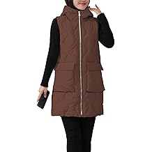 Winter Long Puffer Vest for Women Zip Up Hoodie Quilted Vest Jacket