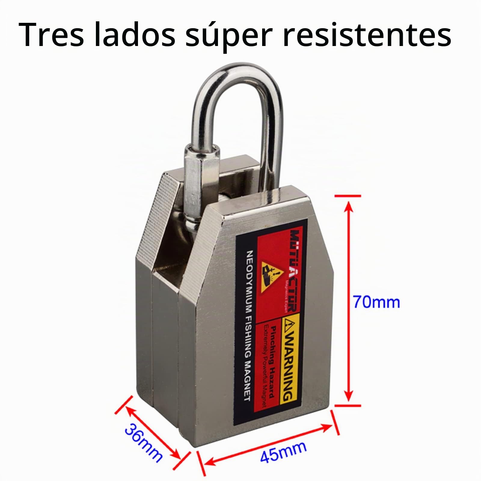 MUTUACTOR - Kit de imanes de pesca de tres lados, potente y combinado de 1200 lb, imán de neodimio súper potente para pescar, recuperación bajo el agua con cuerda de 66 pies y guantes.