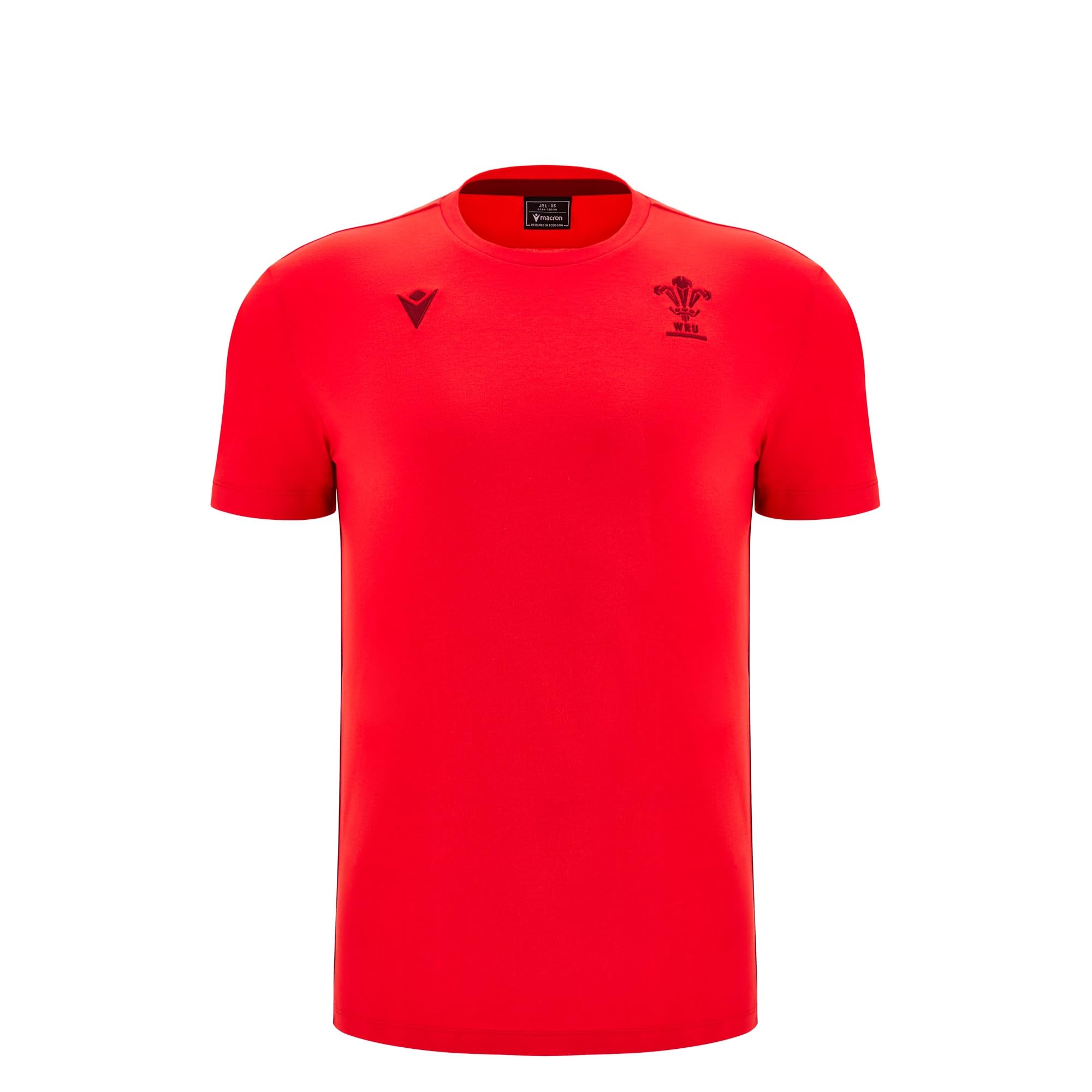 Macron Red Wales Wru 2025/26 Kids Travel Cotton T-Shirt (Uk, Age, 10 Years, Regular, )