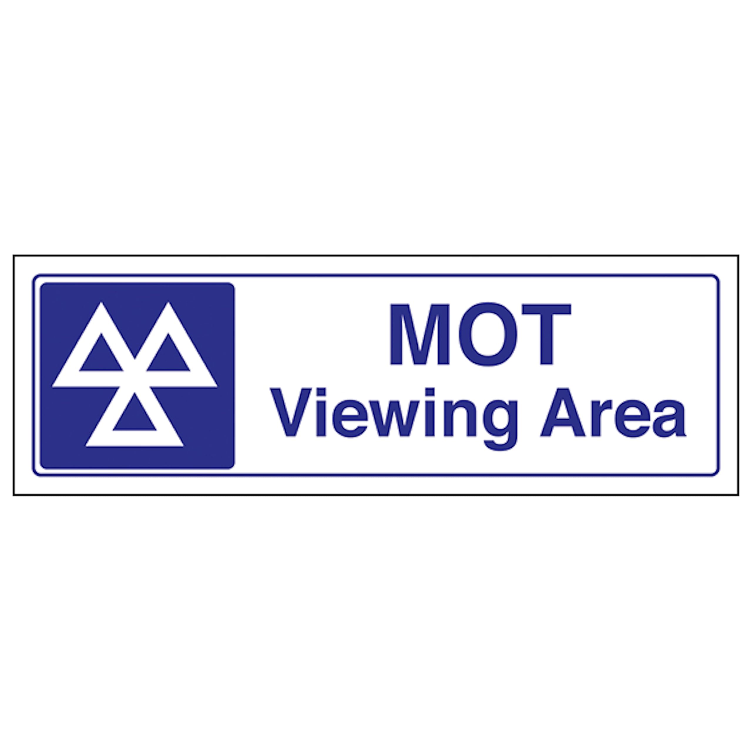 V Safety MOT Viewing Area - Landscape 300 x 100 mm - 2mm Rigid Plastic Safety Sign