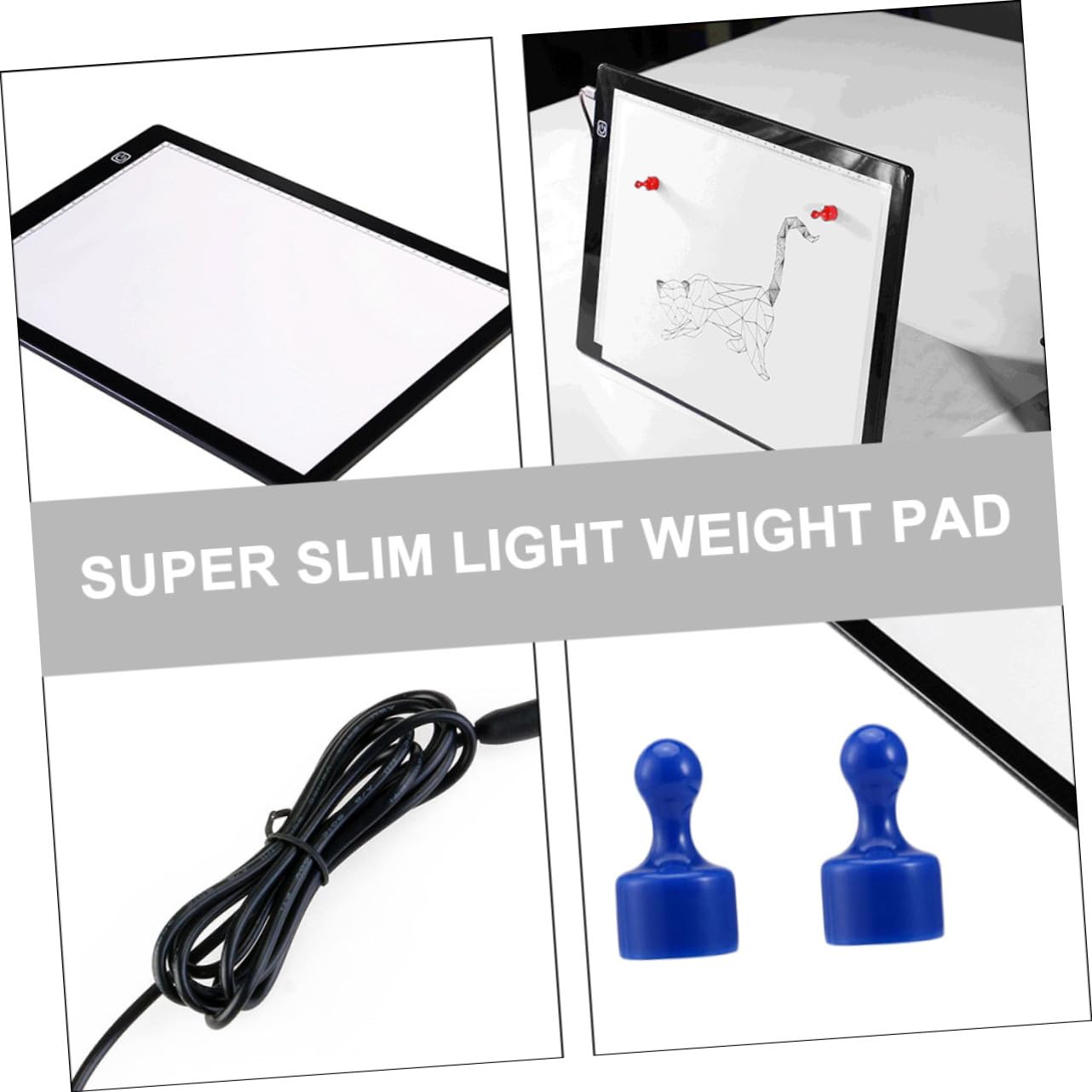 PHENOFICE Table Lumineuse A4 LED Magnétique en Acrylique avec Règle Intégrée, Légère et Portable, pour Dessin Professionnel avec Câble USB et Fixation par Aimants